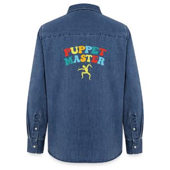 Puppet Master Swing Art - Women’s Organic Denim Shirt by Stanley/Stella - mid washy  - Back - AI Model Female 172 light (172cm)