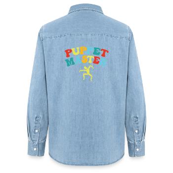 Puppet Master Swing Art - Women’s Organic Denim Shirt by Stanley/Stella - light wash - Back - AI Model Female 172 light (172cm)