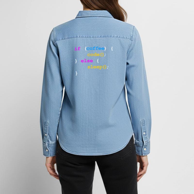 No Coffee No Code Programmer Computer Scientist Women’s Organic Denim Shirt by Stanley/Stella