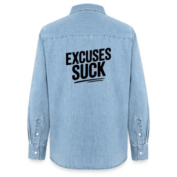Les excuses sont nulles - Chemise en denim femme bio Stanley/Stella - bleu clair délavé - Dos - AI Model Female 172 light (172cm)