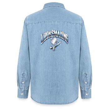 Looksmaxing Funny Gen Z Mogging Internet Slang - Frauen Jeanshemd Organic von Stanley/Stella - verwaschenes Hellblau - Hinten - AI Model Female 172 light (172cm)