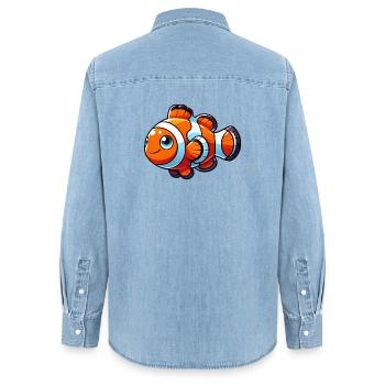 Clownfisch - Frauen Jeanshemd Organic von Stanley/Stella - verwaschenes Hellblau - Hinten - AI Model Female 172 light (172cm)
