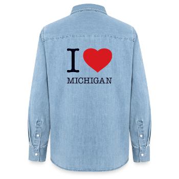 J’ADORE LE MICHIGAN - Chemise en denim femme bio Stanley/Stella - bleu clair délavé - Dos - AI Model Female 172 light (172cm)