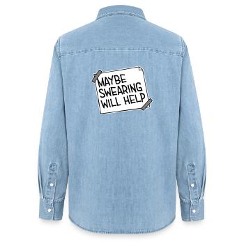 Maybe Swearing Will Help Sarkastisch Spruch Grafik - Frauen Jeanshemd Organic von Stanley/Stella - verwaschenes Hellblau - Hinten - AI Model Female 172 light (172cm)