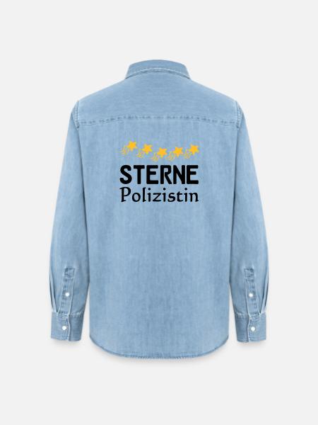 Sterne Polizistin Geschenk - Frauen Jeanshemd Organic von Stanley/Stella - verwaschenes Hellblau