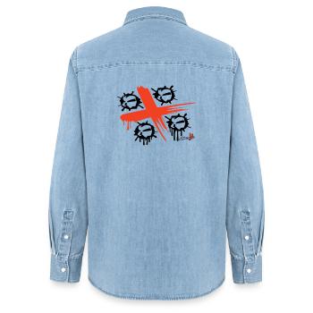 4 Mori Spray - Frauen Jeanshemd Organic von Stanley/Stella - verwaschenes Hellblau - Hinten - AI Model Female 172 light (172cm)