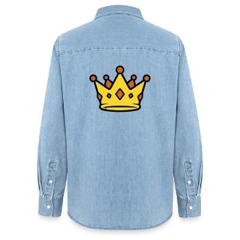 Vecteur des joyaux de la couronne du Roi d’Or - Chemise en denim femme bio Stanley/Stella - bleu clair délavé - Dos - AI Model Female 172 light (172cm)
