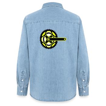 Icône de plateau de vélo - Chemise en denim femme bio Stanley/Stella - bleu clair délavé - Dos - AI Model Female 172 light (172cm)