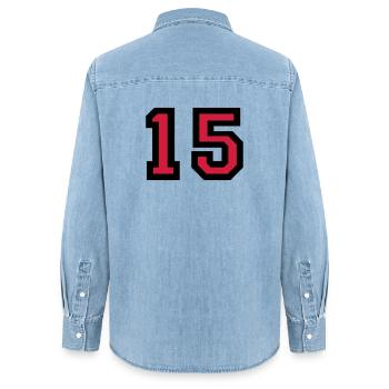 Le numéro 15 - Le numéro de quinze - Chemise en denim femme bio Stanley/Stella - bleu clair délavé - Dos - AI Model Female 172 light (172cm)