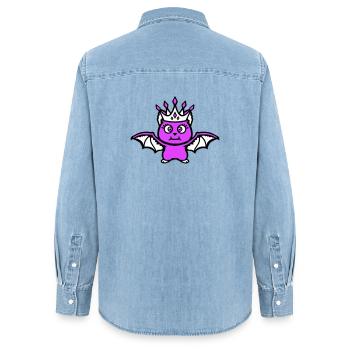 Mignon Chauve-souris Princesse Couronne Cils Halloween - Chemise en denim femme bio Stanley/Stella - bleu clair délavé - Dos - AI Model Female 172 light (172cm)