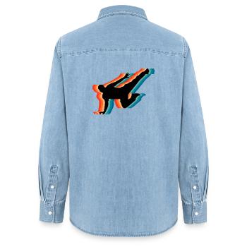 Parkour Heartbeat Pulse Freerunning rétro - Chemise en denim femme bio Stanley/Stella - bleu clair délavé - Dos - AI Model Female 172 light (172cm)