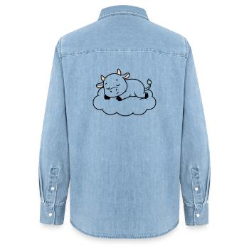 Schlafende Kuh Wolke Traum Baby - Frauen Jeanshemd Organic von Stanley/Stella - verwaschenes Hellblau - Hinten - AI Model Female 172 light (172cm)