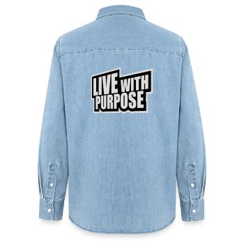 Live With Purpose Motivation Sinn Mindset Spruch - Frauen Jeanshemd Organic von Stanley/Stella - verwaschenes Hellblau - Hinten - AI Model Female 172 light (172cm)