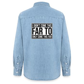 Je ne suis pas venu jusqu’ici pour seulement venir jusqu’ici Devise - Chemise en denim femme bio Stanley/Stella - bleu clair délavé - Dos - AI Model Female 172 light (172cm)