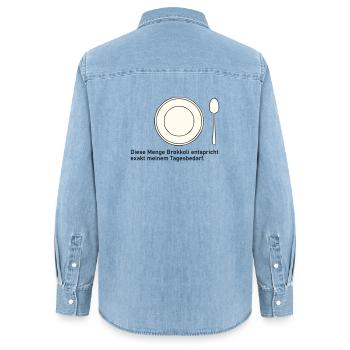 Tagesbedarf Brokkoli - Frauen Jeanshemd Organic von Stanley/Stella - verwaschenes Hellblau - Hinten - AI Model Female 172 light (172cm)