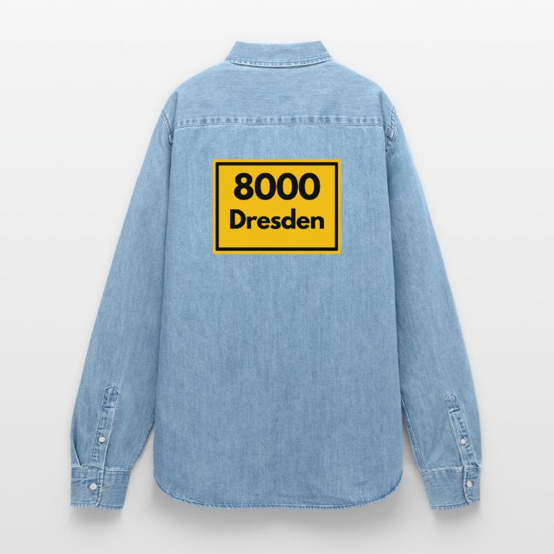 OLD POSTCODE POSTCODE RETRO 8000 DRESDEN ELBE Women’s Organic Denim Shirt by Stanley/Stella