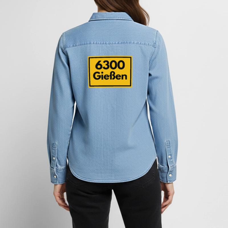 OLD POSTCODE ZIP CODE RETRO 6300 GIESSEN Women’s Organic Denim Shirt by Stanley/Stella