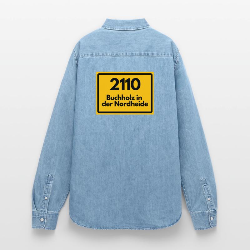 OLD POSTCODE POSTCODE RETRO 2110 BUCHHOLZ NORDH. Women’s Organic Denim Shirt by Stanley/Stella