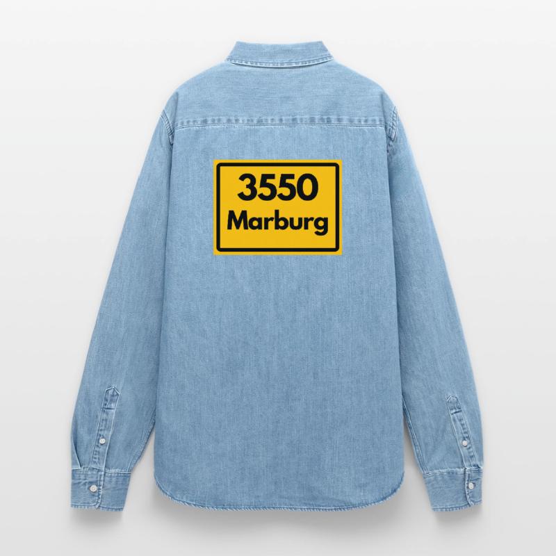 OLD POSTCODE ZIP CODE RETRO 3550 MARBURG Women’s Organic Denim Shirt by Stanley/Stella