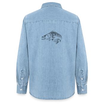 pike-perch - Chemise en denim femme bio Stanley/Stella - bleu clair délavé - Dos - AI Model Female 172 light (172cm)
