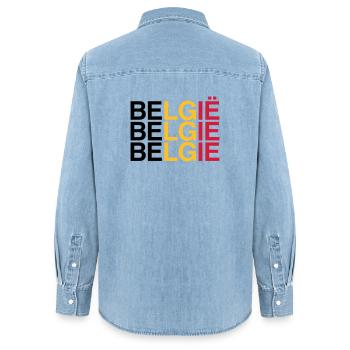 BELGIE Belgian Flag - Belgien - Belgium 2024 - Frauen Jeanshemd Organic von Stanley/Stella - verwaschenes Hellblau - Hinten - AI Model Female 172 light (172cm)