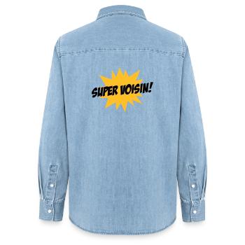 Super Voisin ! - Chemise en denim femme bio Stanley/Stella - bleu clair délavé - Dos - AI Model Female 172 light (172cm)