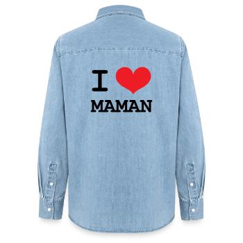 Ich liebe meine Mutter - Muttertag - Frauen Jeanshemd Organic von Stanley/Stella - verwaschenes Hellblau - Hinten - AI Model Female 172 light (172cm)