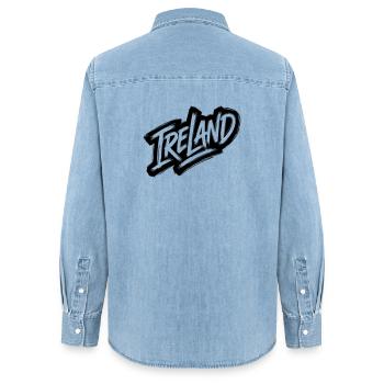 Ireland - Ireland Graffiti Font - Women’s Organic Denim Shirt by Stanley/Stella - light wash - Back - AI Model Female 172 light (172cm)