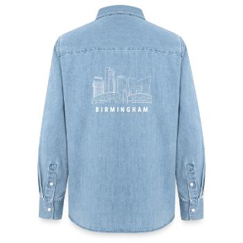Birmingham Skyline Line Art Stadt - Frauen Jeanshemd Organic von Stanley/Stella - verwaschenes Hellblau - Hinten - AI Model Female 172 light (172cm)
