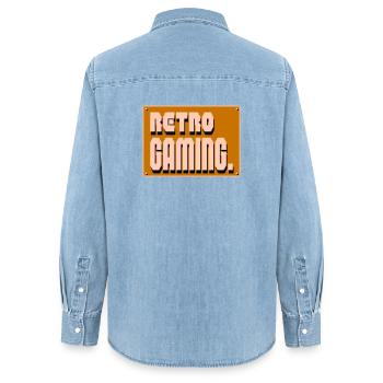 Pixel Art rétro gaming - Chemise en denim femme bio Stanley/Stella - bleu clair délavé - Dos - AI Model Female 172 light (172cm)