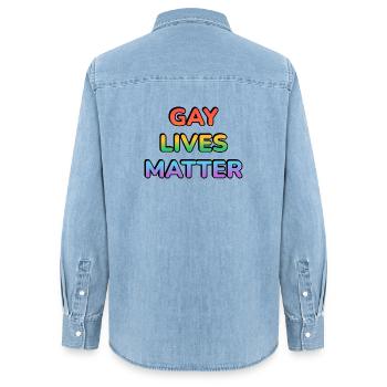 Gay Lives Matter Regenbogenstolz - Frauen Jeanshemd Organic von Stanley/Stella - verwaschenes Hellblau - Hinten - AI Model Female 172 light (172cm)