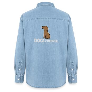 Dogs Over People Hund Lustig Antisozial Spruch - Frauen Jeanshemd Organic von Stanley/Stella - verwaschenes Hellblau - Hinten - AI Model Female 172 light (172cm)