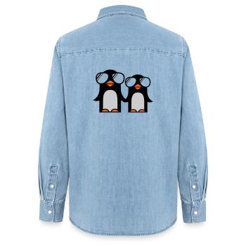 funky pinguine - Frauen Jeanshemd Organic von Stanley/Stella - verwaschenes Hellblau - Hinten - AI Model Female 172 light (172cm)