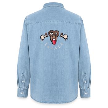 drôle singe lalala symbole illustration langue - Chemise en denim femme bio Stanley/Stella - bleu clair délavé - Dos - AI Model Female 172 light (172cm)