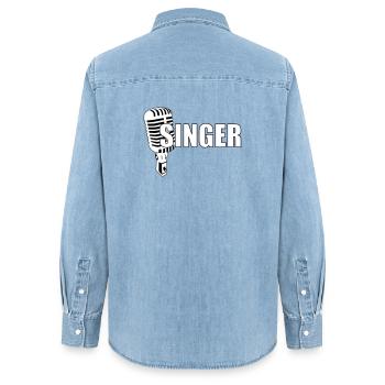 Chanteur - Musique - Chemise en denim femme bio Stanley/Stella - bleu clair délavé - Dos - AI Model Female 172 light (172cm)