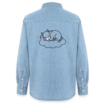 Schlafende Kuh Wolke Traum Baby - Frauen Jeanshemd Organic von Stanley/Stella - verwaschenes Hellblau - Hinten - AI Model Female 172 light (172cm)