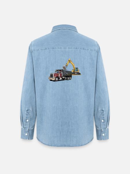Lastwagen mit Bagger - Frauen Jeanshemd Organic von Stanley/Stella - verwaschenes Hellblau