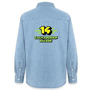 Klagender Calvadosian - Frauen Jeanshemd Organic von Stanley/Stella - verwaschenes Hellblau - Hinten - AI Model Female 172 light (172cm)