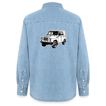 UAZ Geländefahrzeug (2-farbig) - Frauen Jeanshemd Organic von Stanley/Stella - verwaschenes Hellblau - Hinten - AI Model Female 172 light (172cm)