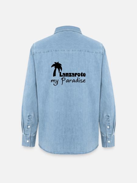 Lanzarote Paradise Urlaub Geschenk - Frauen Jeanshemd Organic von Stanley/Stella - verwaschenes Hellblau