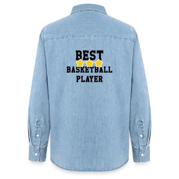 Bester Basketballspieler der Welt – Sportmeister - Frauen Jeanshemd Organic von Stanley/Stella - verwaschenes Hellblau - Hinten - AI Model Female 172 light (172cm)