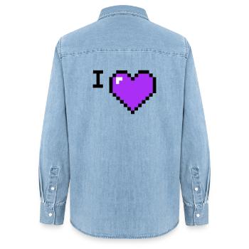 I Love Herz Platzhalter Text - Frauen Jeanshemd Organic von Stanley/Stella - verwaschenes Hellblau - Hinten - AI Model Female 172 light (172cm)