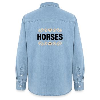 Cavaliers nobles en lettres - Chemise en denim femme bio Stanley/Stella - bleu clair délavé - Dos - AI Model Female 172 light (172cm)