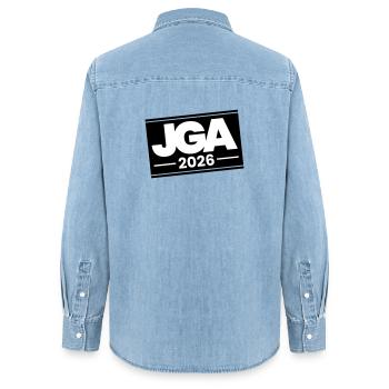 Jga 2026 Bachelor Party - Women’s Organic Denim Shirt by Stanley/Stella - light wash - Back - AI Model Female 172 light (172cm)