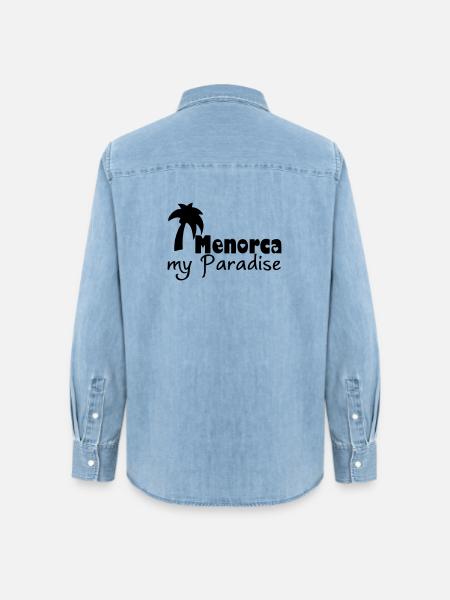 Menorca Paradise Urlaub Geschenk - Frauen Jeanshemd Organic von Stanley/Stella - verwaschenes Hellblau