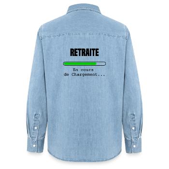 Retraite en cours de chargement - Chemise en denim femme bio Stanley/Stella - bleu clair délavé - Dos - AI Model Female 172 light (172cm)