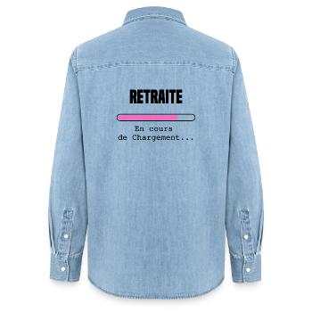 Retraite en cours de chargement - Chemise en denim femme bio Stanley/Stella - bleu clair délavé - Dos - AI Model Female 172 light (172cm)