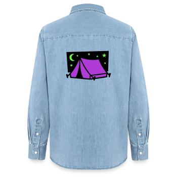 Camping Tent Star Graphic - Women’s Organic Denim Shirt by Stanley/Stella - light wash - Back - AI Model Female 172 light (172cm)