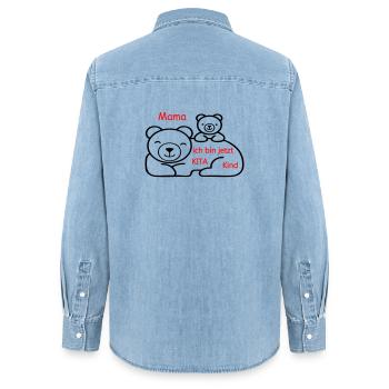 Kita Kind - Frauen Jeanshemd Organic von Stanley/Stella - verwaschenes Hellblau - Hinten - AI Model Female 172 light (172cm)