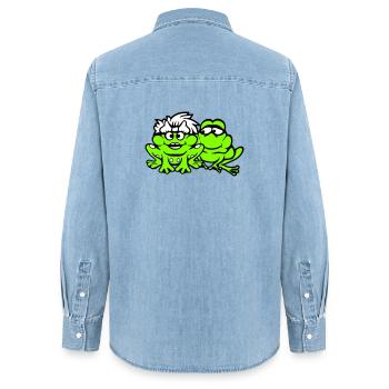 2 Frösche Pärchen Frau Mann Kröte Lustig Verliebt - Frauen Jeanshemd Organic von Stanley/Stella - verwaschenes Hellblau - Hinten - AI Model Female 172 light (172cm)